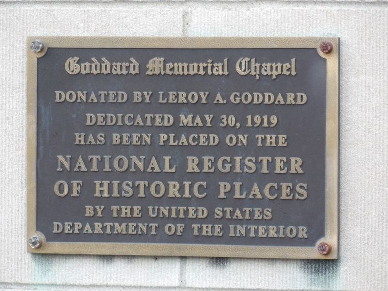 Goddard Memorial Chapel Marker. Click for full size. Goddard Memorial Chapel Marker image. Click for full size.