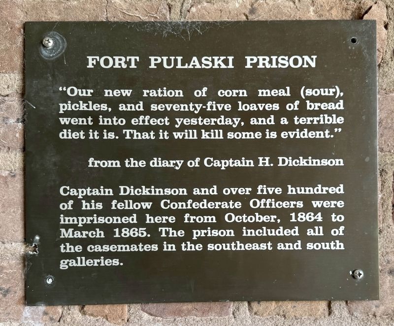 Fort Pulaski Prison Marker. Click for full size. Fort Pulaski Prison Marker image. Click for full size.