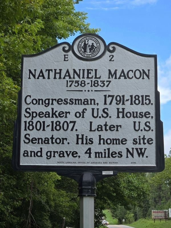 Nathaniel Macon Marker. Click for full size. Nathaniel Macon Marker image. Click for full size.
