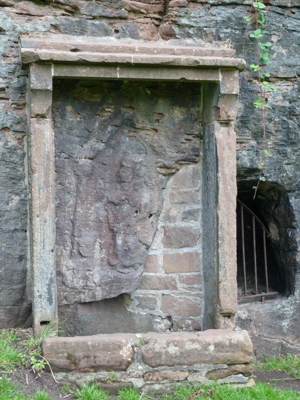 Minerva's Shrine - The carving is surrounded by a 19th century housing image. Click for full size.