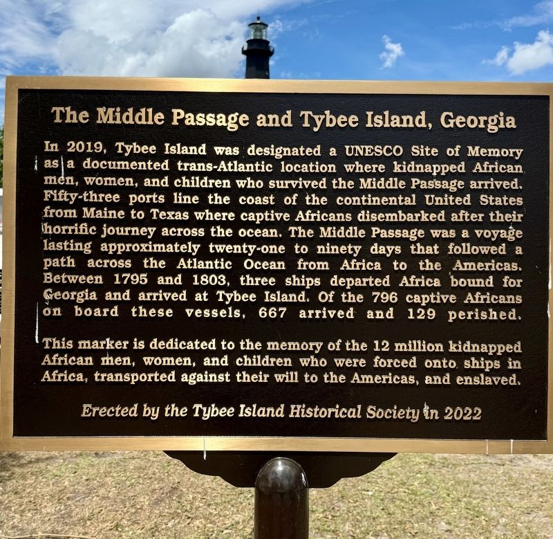 The Middle Passage and Tybee Island, Georgia Marker image. Click for full size.