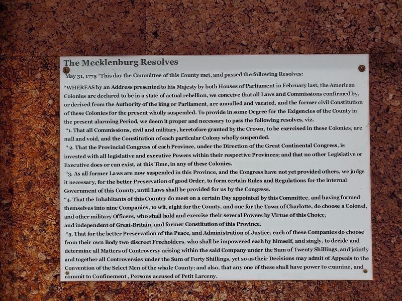 Mecklenburg Resolves posted at the nearby information kiosk image. Click for full size.