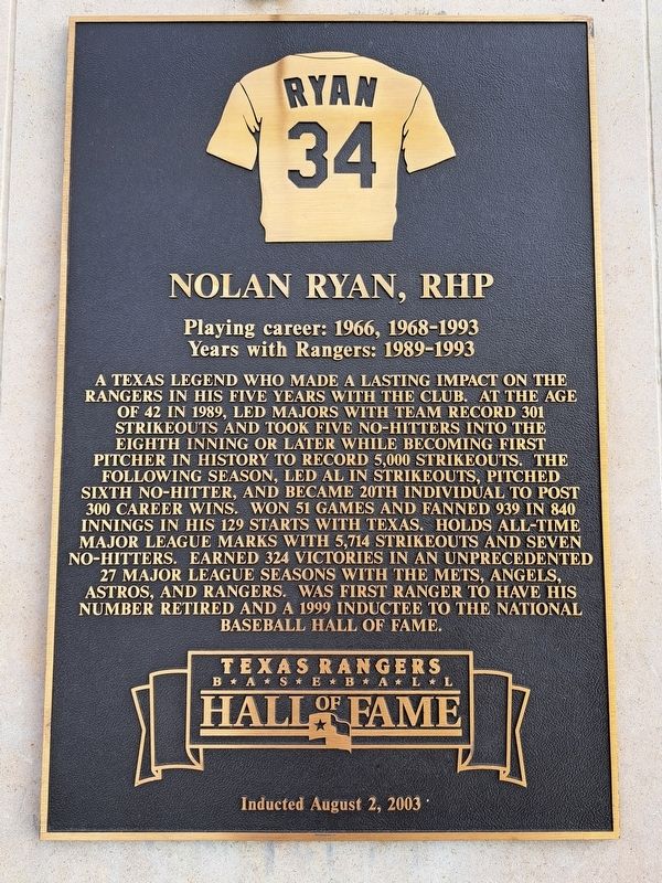 Nolan Ryan, RHP Marker. Click for full size. Nolan Ryan, RHP Marker image. Click for full size.