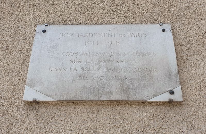 Bombardement de Paris Marker. Click for full size. Bombardement de Paris Marker image. Click for full size.