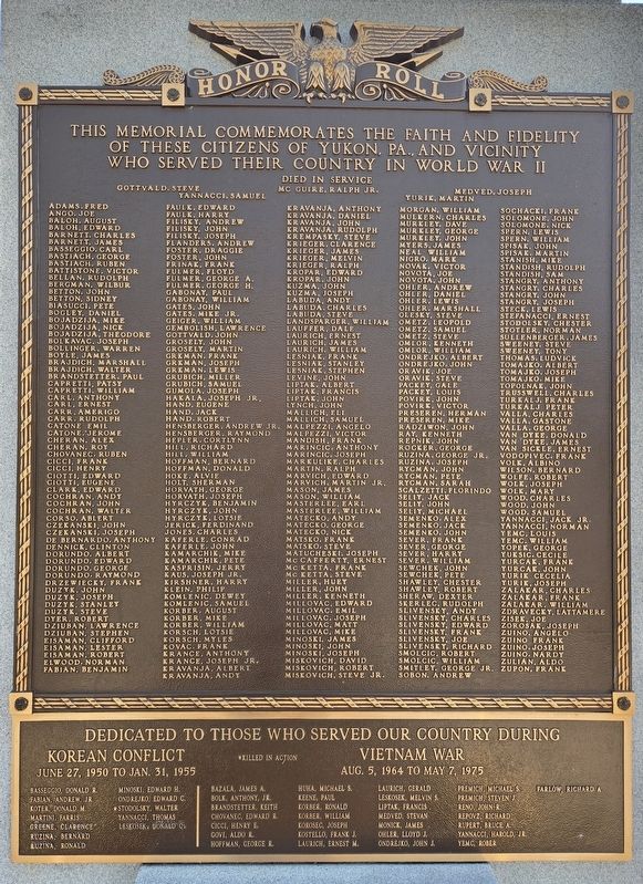 Yukon Honor Roll Marker. Click for full size. Yukon Honor Roll Marker image. Click for full size.