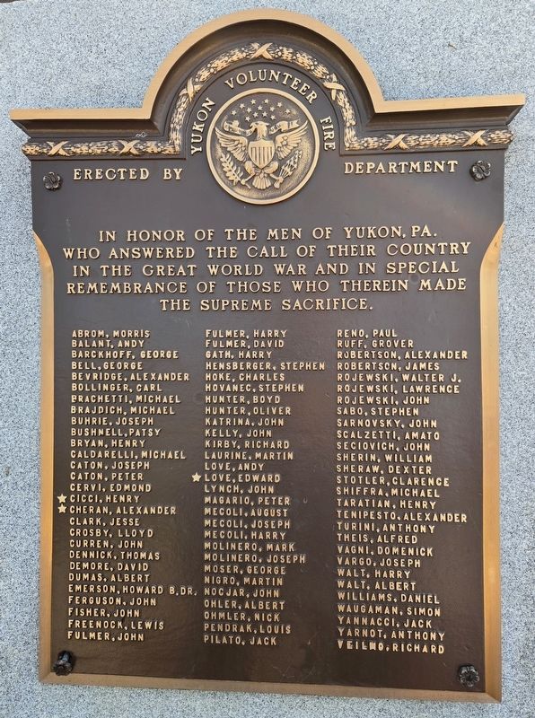 Yukon Honor Roll Marker. Click for full size. Yukon Honor Roll Marker image. Click for full size.