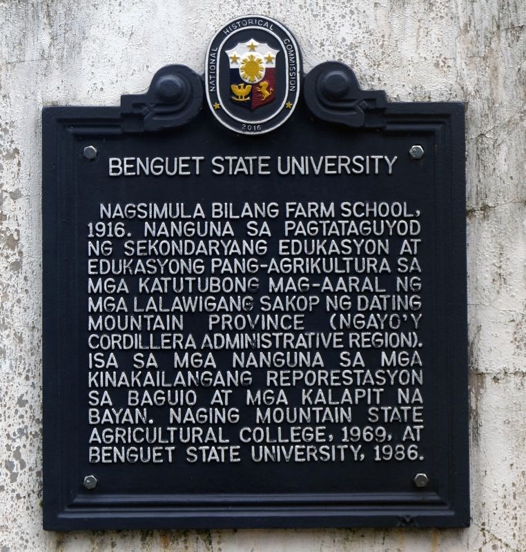 Benguet State University Marker. Click for full size. Benguet State University Marker image. Click for full size.
