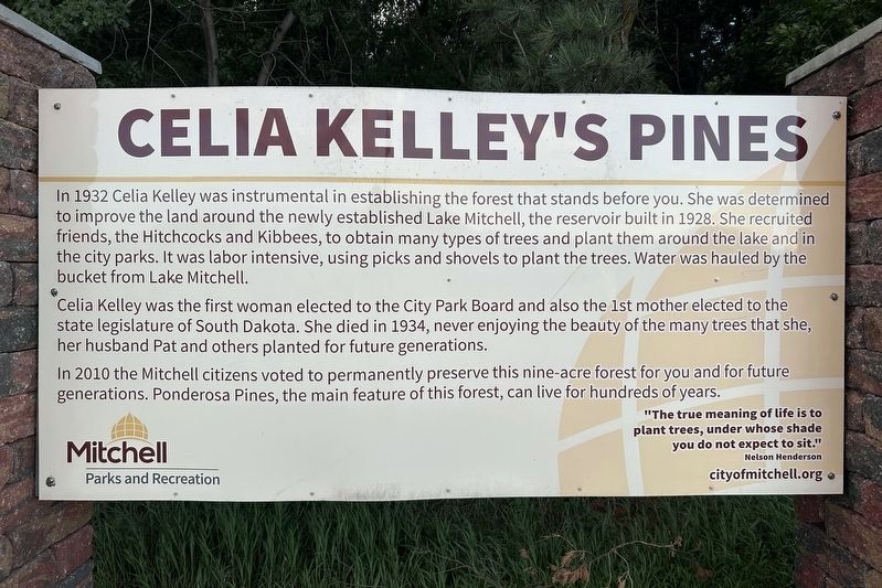Celia Kelley's Pines Marker. Click for full size. Celia Kelley's Pines Marker image. Click for full size.