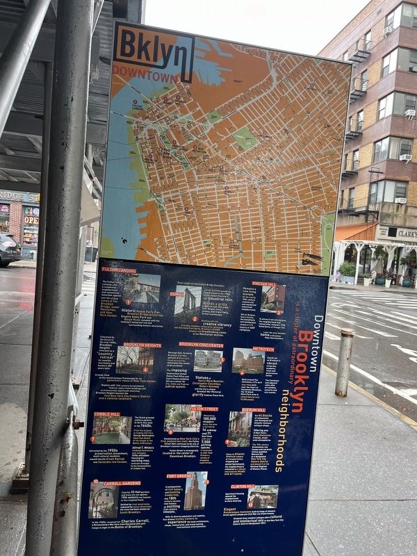 Downtown Brooklyn side of the marker. Click for full size. Downtown Brooklyn side of the marker image. Click for full size.