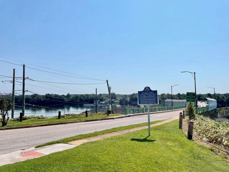 Tallassee Armory Marker with Thurlow Dam & Reservoir in background.. Click for full size. Tallassee Armory Marker with Thurlow Dam & Reservoir in background. image. Click for full size.
