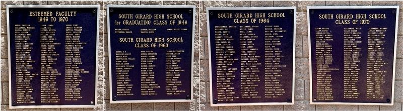 (L-R) Esteemed Faculty/First Graduating Class-1946 & 1963 Class/1964 Class/1970 Class image. Click for full size.