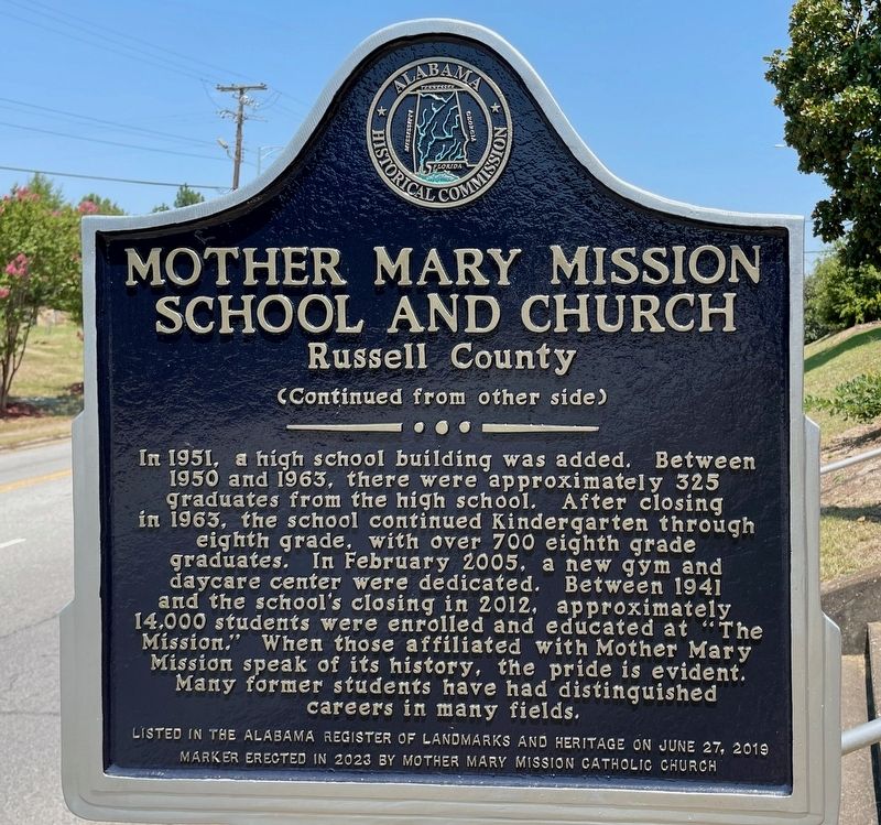 Mother Mary Mission School and Church Marker (reverse) image. Click for full size.