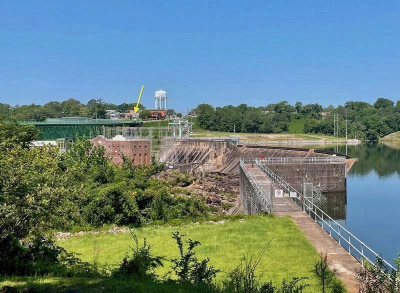 The Thurlow Dam and Reservoir (Yellow arrow points to location of this marker). Click for full size. The Thurlow Dam and Reservoir (Yellow arrow points to location of this marker) image. Click for full size.