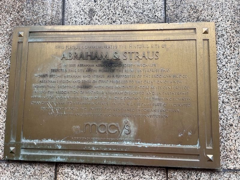Abraham & Straus Marker. Click for full size. Abraham & Straus Marker image. Click for full size.