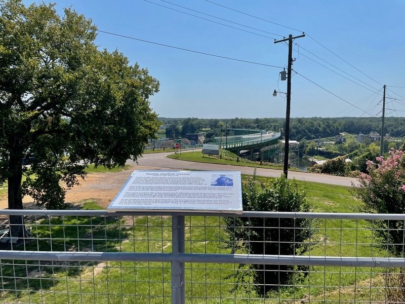 Thomas Jonathan Jackson Marker looking at the Thurlow Dam & Reservoir.. Click for full size. Thomas Jonathan Jackson Marker looking at the Thurlow Dam & Reservoir. image. Click for full size.