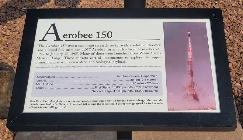 Aerobee 150 Marker. Click for full size. Aerobee 150 Marker image. Click for full size.