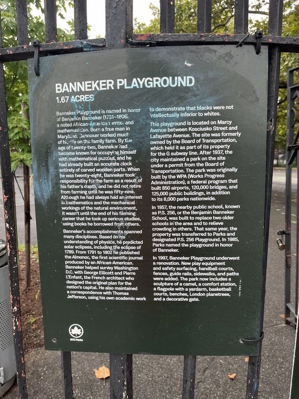 Banneker Playground Marker. Click for full size. Banneker Playground Marker image. Click for full size.