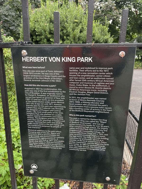 Herbert Von King Park Marker image. Click for full size.