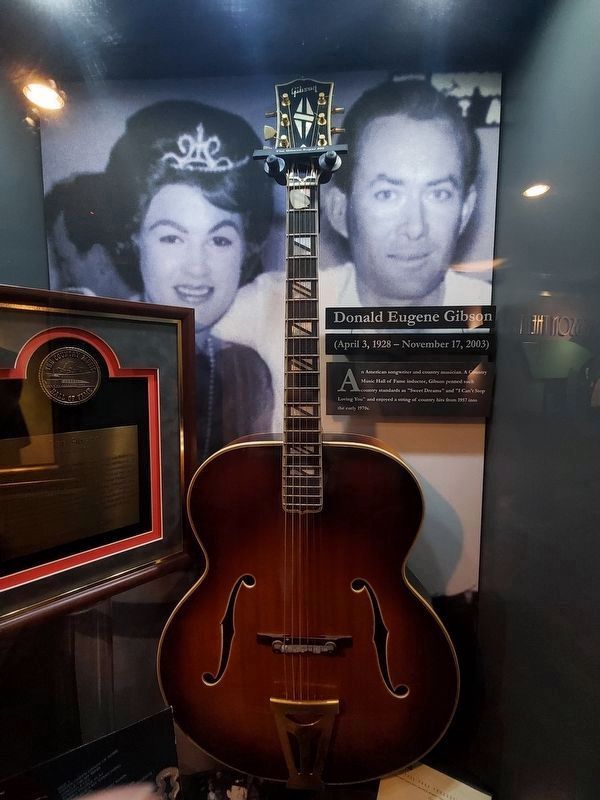 Photo of Don Gibson and his wife Bobbi on display at the Don Gibson Theater, Shelby. Click for full size. Photo of Don Gibson and his wife Bobbi on display at the Don Gibson Theater, Shelby image. Click for full size.