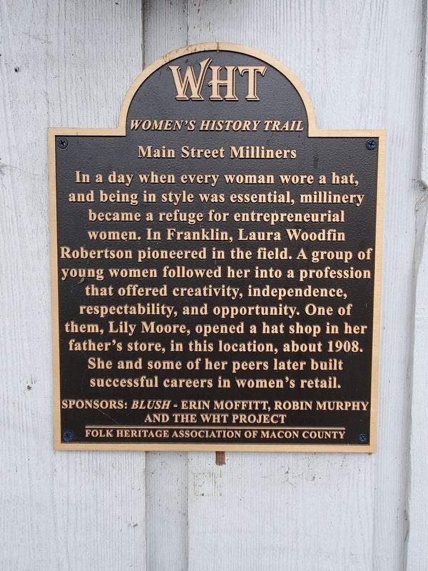 Main Street Milliners Marker. Click for full size. Main Street Milliners Marker image. Click for full size.