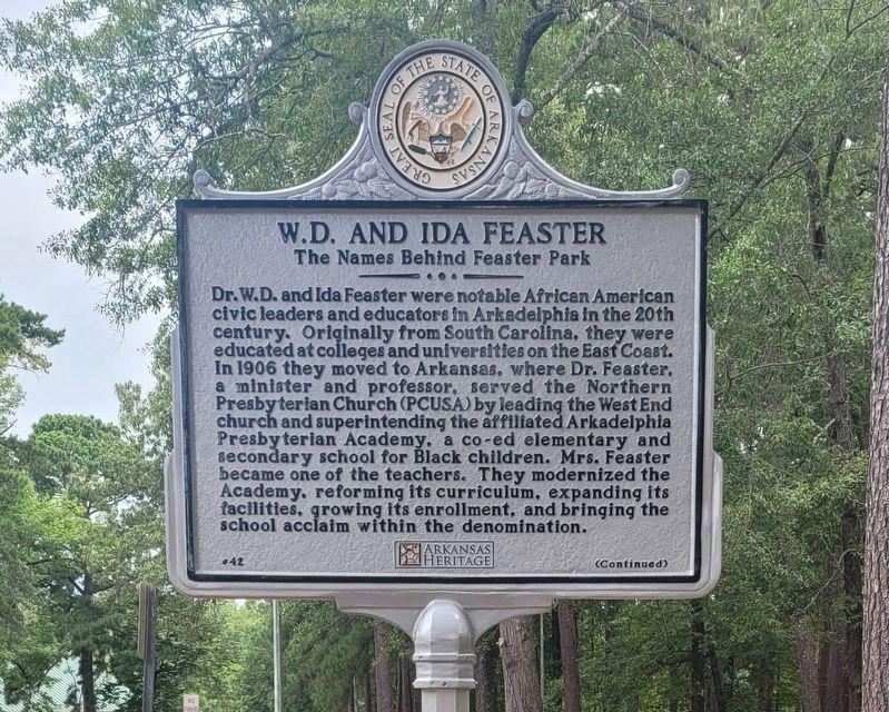 W.D. and Ida Feaster Marker. Click for full size. W.D. and Ida Feaster Marker image. Click for full size.