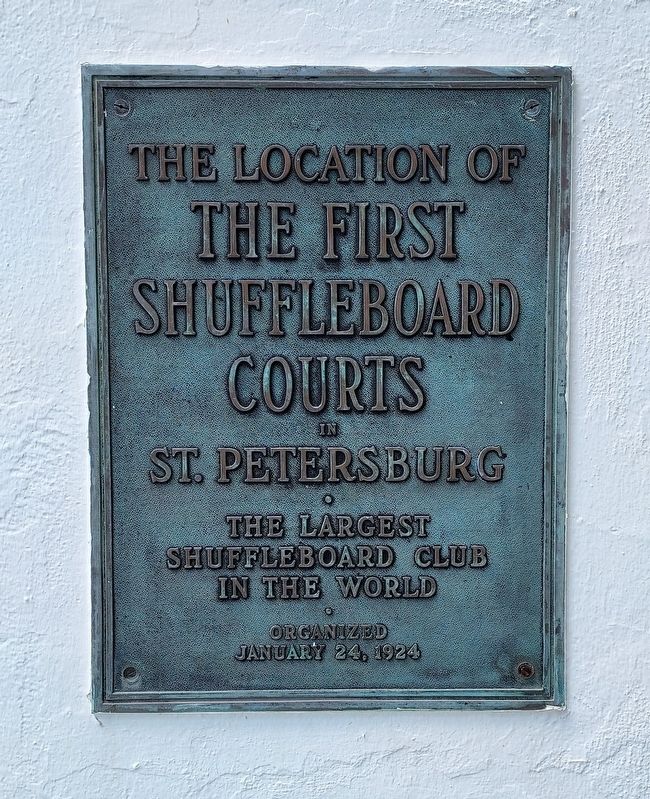 First Shuffleboard Courts in St. Petersburg Marker. Click for full size. First Shuffleboard Courts in St. Petersburg Marker image. Click for full size.
