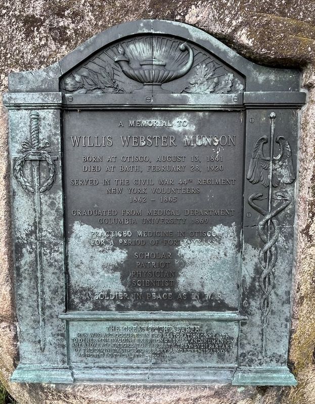 A Memorial to Wllis Webster Munson Marker. Click for full size. A Memorial to Wllis Webster Munson Marker image. Click for full size.