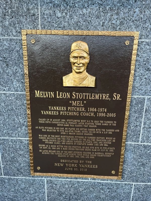 Melvin Leon Stottlemyre, Sr. Marker image. Click for full size.
