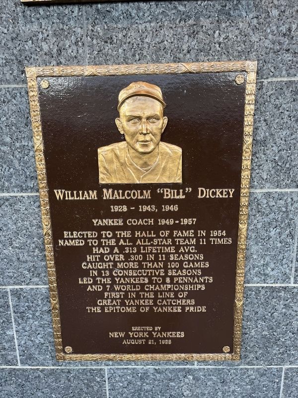 William Malcolm "Bill" Dickey Marker image. Click for full size.