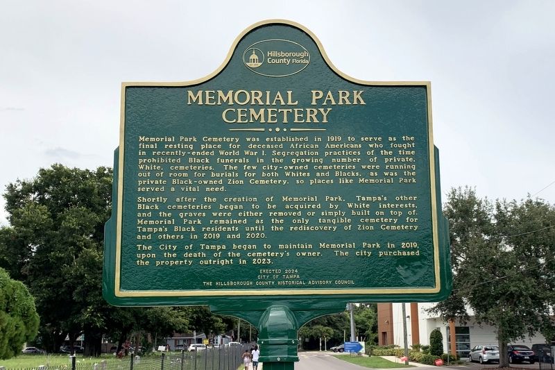 Memorial Park Cemetery Marker image. Click for full size.