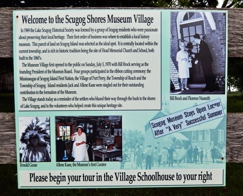 Welcome to the Scugog Shores Museum Village Marker. Click for full size. Welcome to the Scugog Shores Museum Village Marker image. Click for full size.