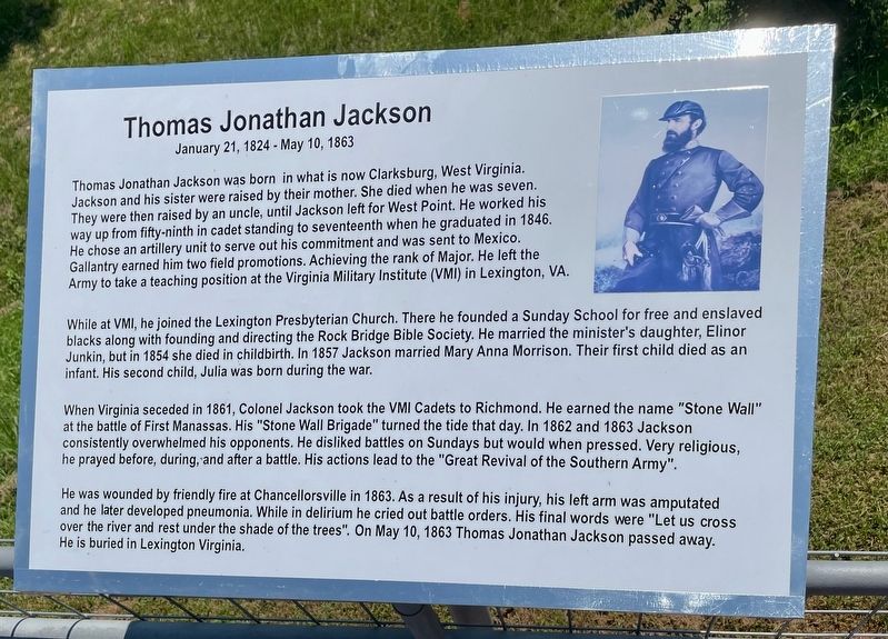 Nearby Thomas Jonathan Jackson interpretive marker. Click for full size. Nearby Thomas Jonathan Jackson interpretive marker image. Click for full size.