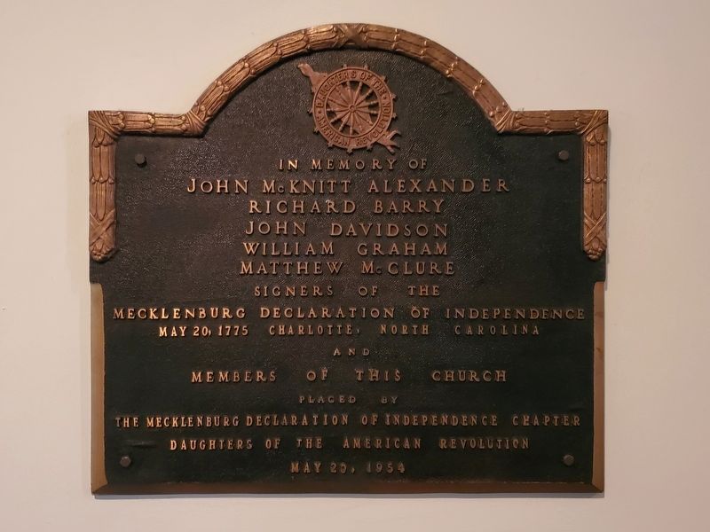 Plaque in the lobby of Hopewell Presbyterian Church image. Click for full size.