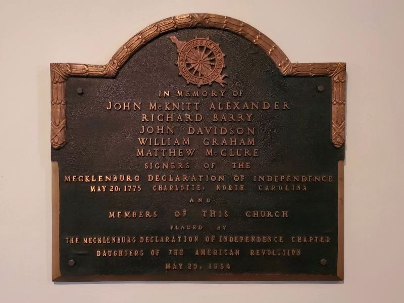 Plaque in the lobby of Hopewell Presbyterian Church image. Click for full size.
