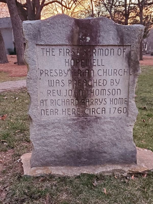 Site of the first sermon at Hopewell Presbyterian Church. Click for full size. Site of the first sermon at Hopewell Presbyterian Church image. Click for full size.