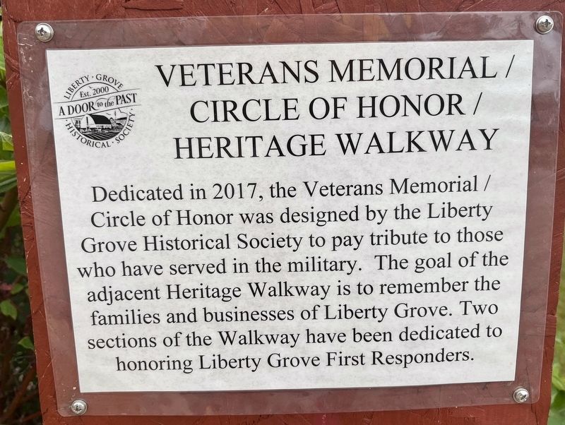 Liberty Grove Circle of Honor/Heritage Walkway. Click for full size. Liberty Grove Circle of Honor/Heritage Walkway image. Click for full size.