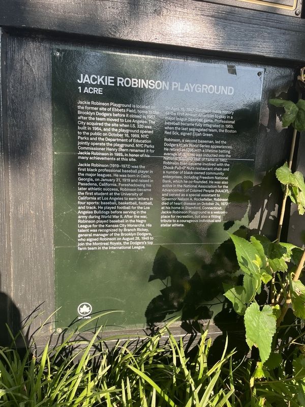 Jackie Robinson Playground Marker. Click for full size. Jackie Robinson Playground Marker image. Click for full size.