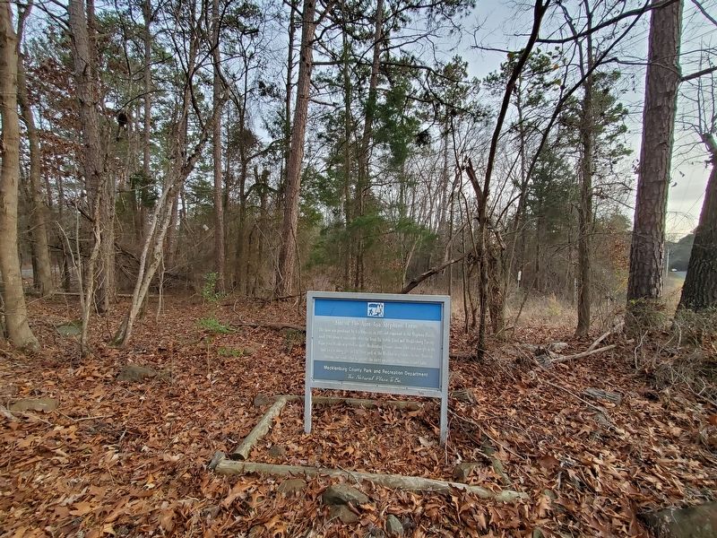 Wide view of Asa Stephens Farm Marker with adjacent woods at intersection of Neck and Arthur Auten. Click for full size. Wide view of Asa Stephens Farm Marker with adjacent woods at intersection of Neck and Arthur Auten image. Click for full size.