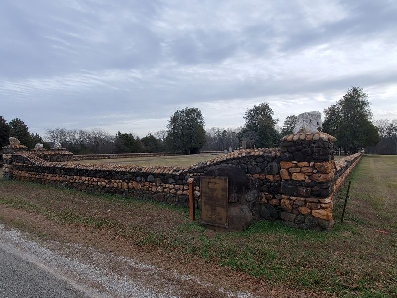 Wide view of Marker and stone wall surrounding Rural Hill Cemetery. Click for full size. Wide view of Marker and stone wall surrounding Rural Hill Cemetery image. Click for full size.