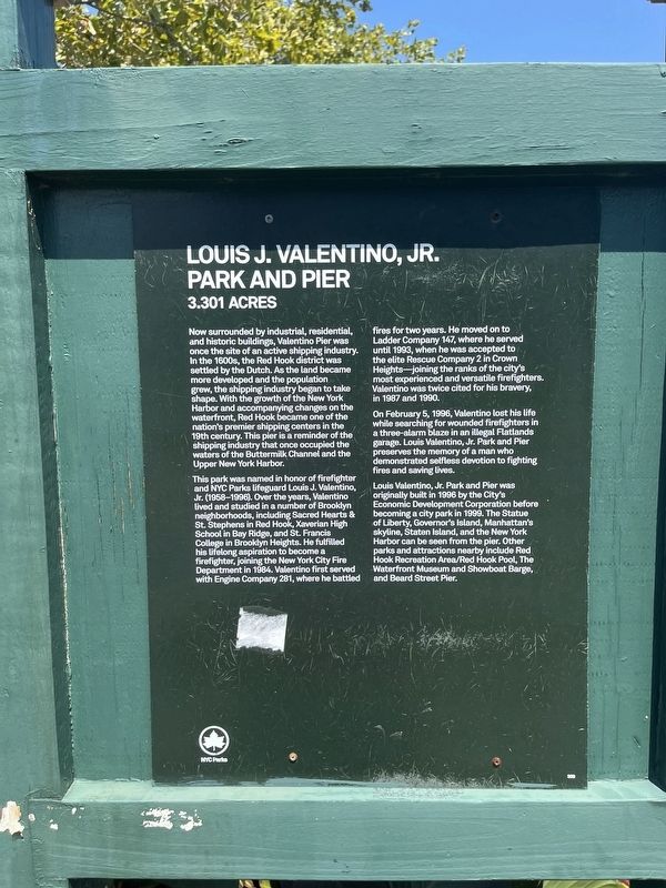 Louis J. Valentino, Jr. Park and Pier Marker. Click for full size. Louis J. Valentino, Jr. Park and Pier Marker image. Click for full size.