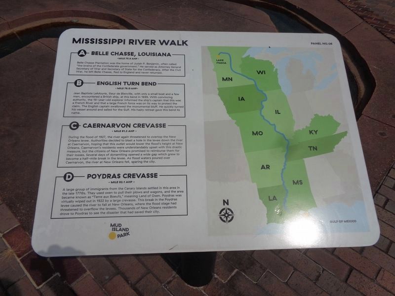 Belle Chasse, Louisiana/English Turn Bend/Caernarvon Crevasse/Poydras Crevasse Marker. Click for full size. Belle Chasse, Louisiana/English Turn Bend/Caernarvon Crevasse/Poydras Crevasse Marker image. Click for full size.