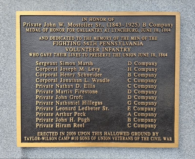 In Honor of Private John W. Mostoller Sr. Marker. Click for full size. In Honor of Private John W. Mostoller Sr. Marker image. Click for full size.