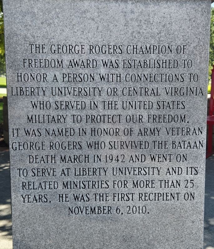The George Rogers Champion of Freedom Award Marker. Click for full size. The George Rogers Champion of Freedom Award Marker image. Click for full size.