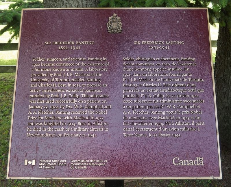 Sir Frederick Banting Marker image. Click for full size.