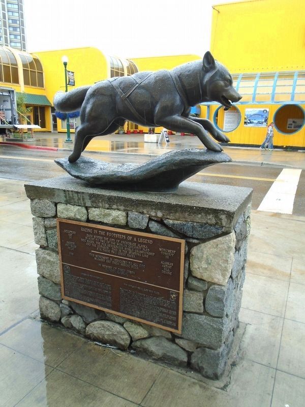 Racing in the Footsteps of a Legend Sculpture and Marker image. Click for full size.