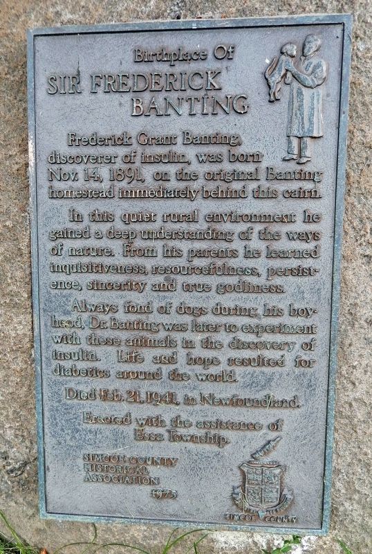 Birthplace of Sir Frederick Banting Marker. Click for full size. Birthplace of Sir Frederick Banting Marker image. Click for full size.