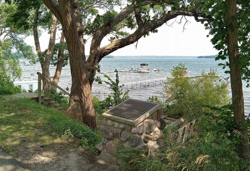 American Indian Mounds Marker overlooking White Bear Lake image. Click for full size.