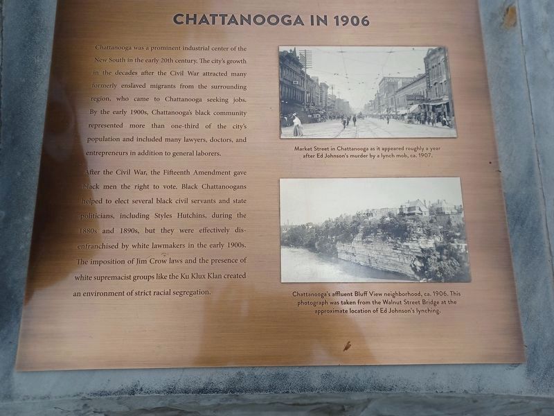 Ed Johnson Memorial Marker &mdash; Chattanooga in 1906 image. Click for full size.