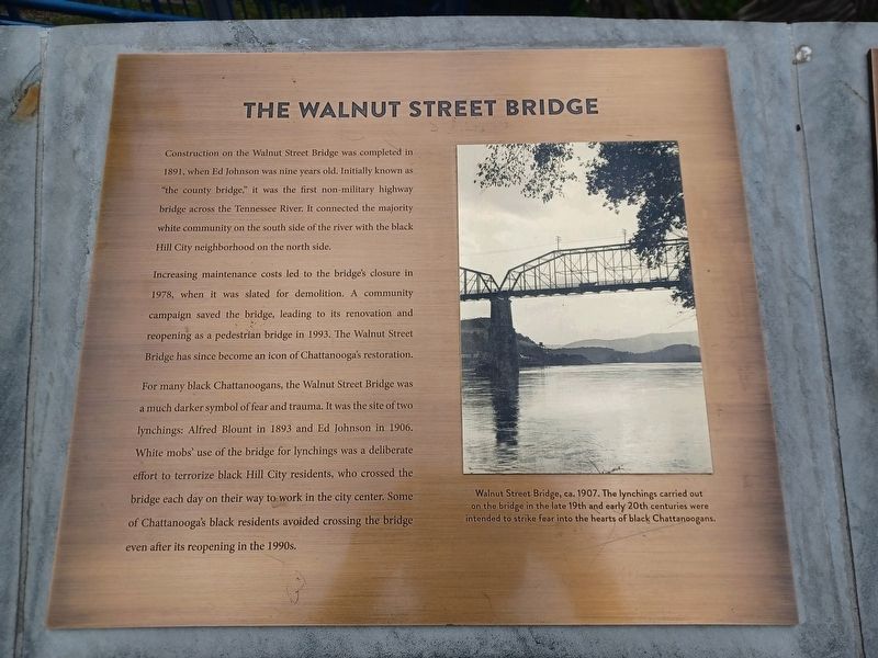Ed Johnson Memorial &mdash; The Walnut Street Bridge image. Click for full size.