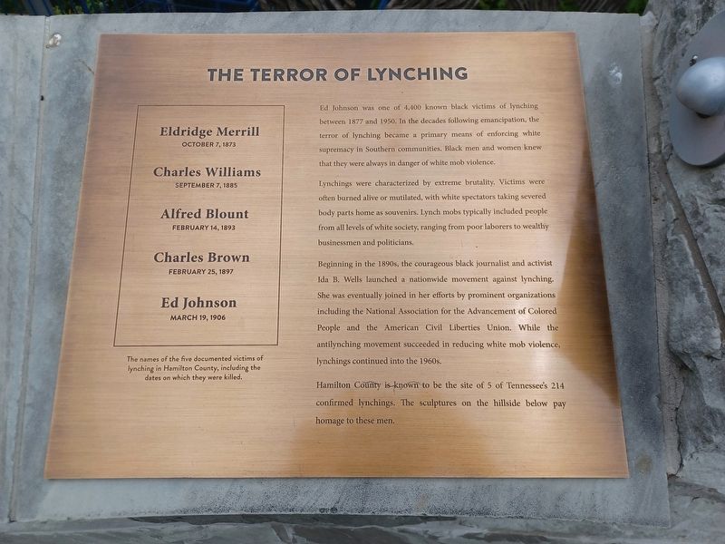 Ed Johnson Memorial &mdash; The Terror of Lynching image. Click for full size.